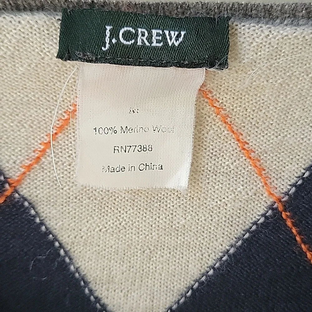 J. Crew Argyle Vintage Wool Cardigan Sweater Size‎ M